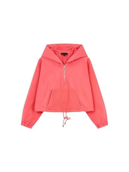 Women s Wide Crop Hooded Sweatshirt Dark Pink 270996 - EMPORIO ARMANI - BALAAN 1