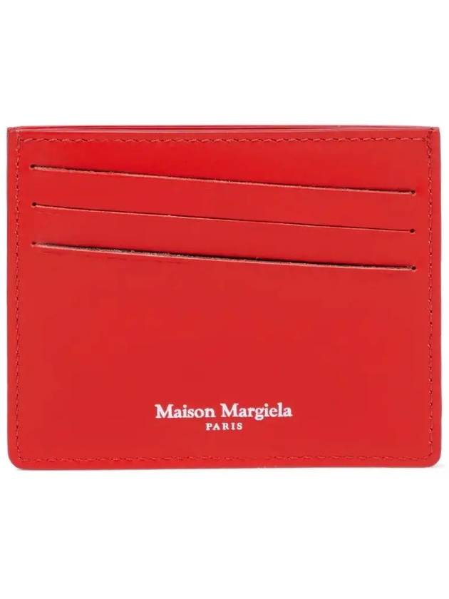 Maison Margiela Postitch Number Logo Leather Card Holder Red - MAISON MARGIELA - BALAAN 2