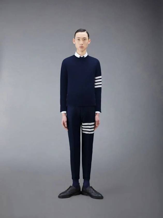 Diagonal Classic Cashmere Knit Top Navy - THOM BROWNE - BALAAN 4