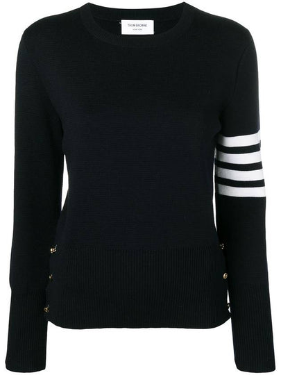 4-Bar Milano Stitch Crew Neck Knit Top Navy - THOM BROWNE - BALAAN 2