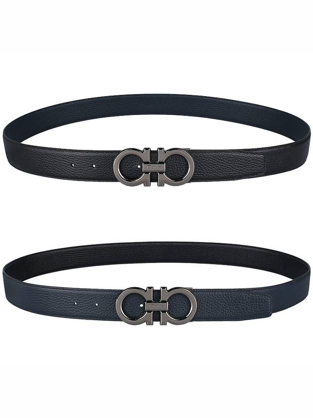 Reversible Gancini Leather Belt Blue - SALVATORE FERRAGAMO - 10