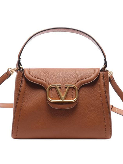 Signature V Logo Tote Bag Brown - VALENTINO - BALAAN 2