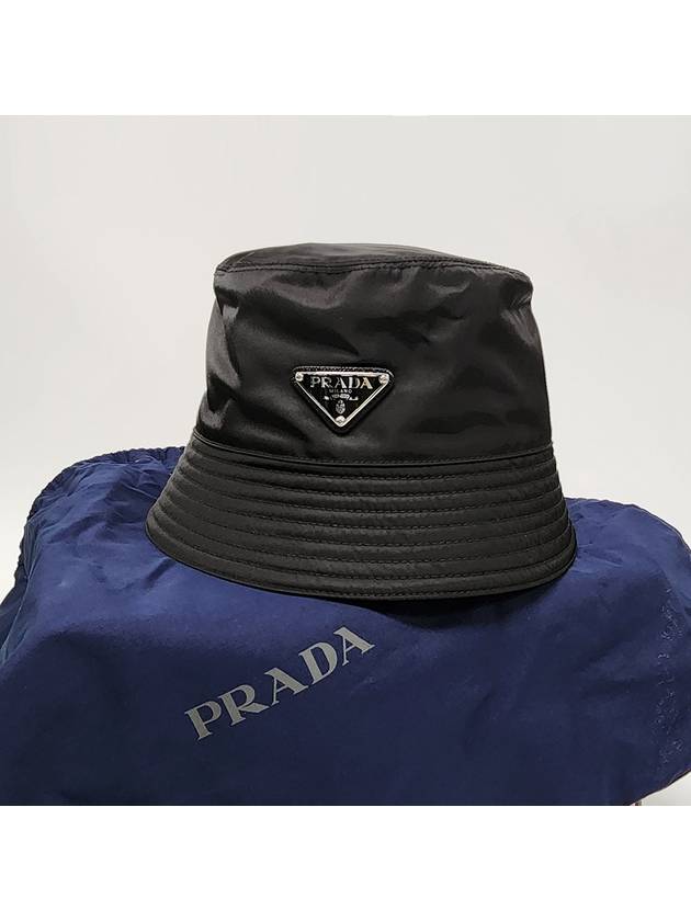 Triangle Logo Re-nylon Bucket Hat Black - PRADA - BALAAN 7