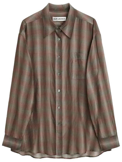 Favourite Screen Check Sheer Cotton Silk Shirt Brown - OUR LEGACY - BALAAN 2