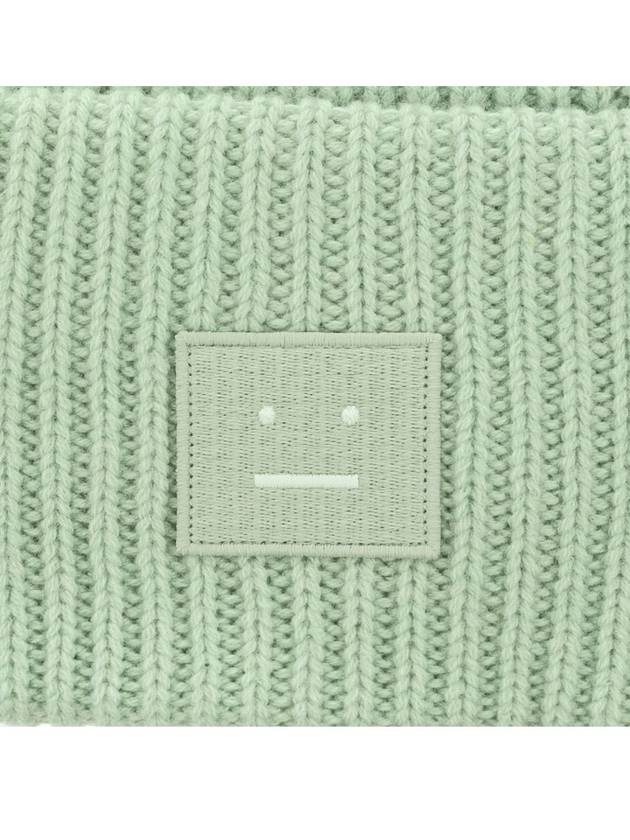 Face Patch Ribbed Wool Beanie Spring Green - ACNE STUDIOS - BALAAN 7