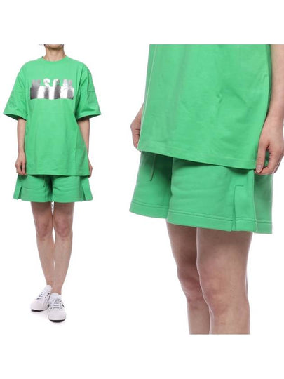 Women's Micro Logo Bermuda Cotton Shorts Green - MSGM - BALAAN 2