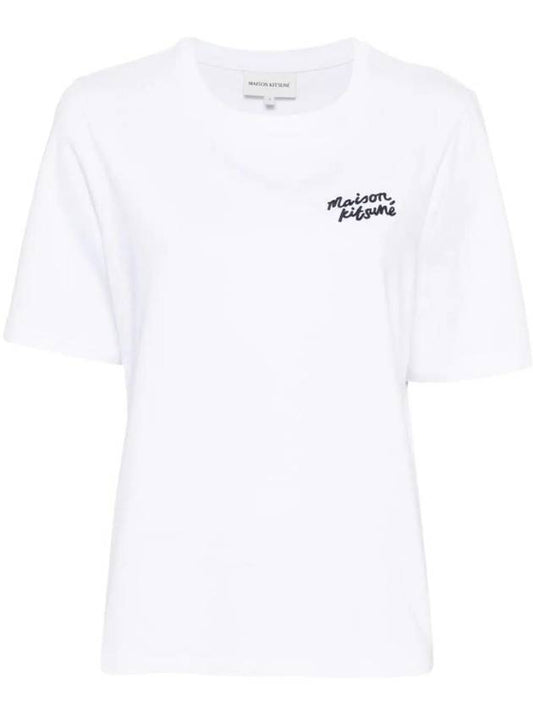 Handwriting Logo Cotton Short Sleeve T-Shirt White - MAISON KITSUNE - BALAAN 1