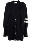 Stitched Cotton 4 Bar Cardigan Navy - THOM BROWNE - BALAAN 1