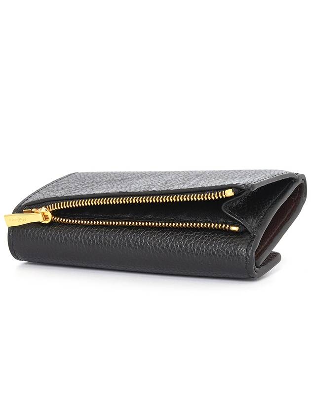 Folded Grain Leather Multi Card Wallet Black - MULBERRY - BALAAN 5