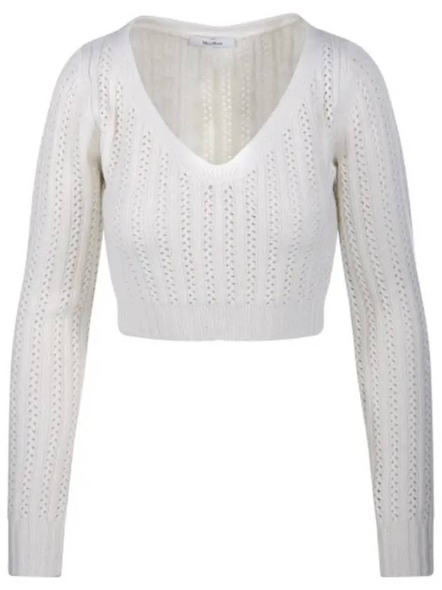 Ifrem Wool Cashmere Crop Knit Top White - MAX MARA - BALAAN 2