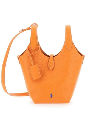 'Play' Orange Handbag With Removable Shoulder Strap And Pony Embroidery On The Front In Leather Woman - POLO RALPH LAUREN - BALAAN 1