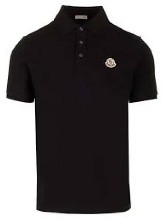 Small Logo Patch Short Sleeve Cotton Polo Shirt Black - MONCLER - BALAAN 2