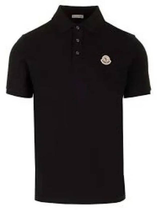 Small Logo Patch Short Sleeve Cotton Polo Shirt Black - MONCLER - BALAAN 2