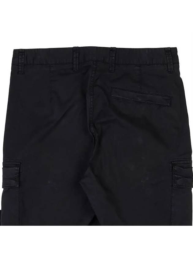 Stretch Cotton Gabardine Garment Dyed Cargo Straight Pants Black - STONE ISLAND - BALAAN 7