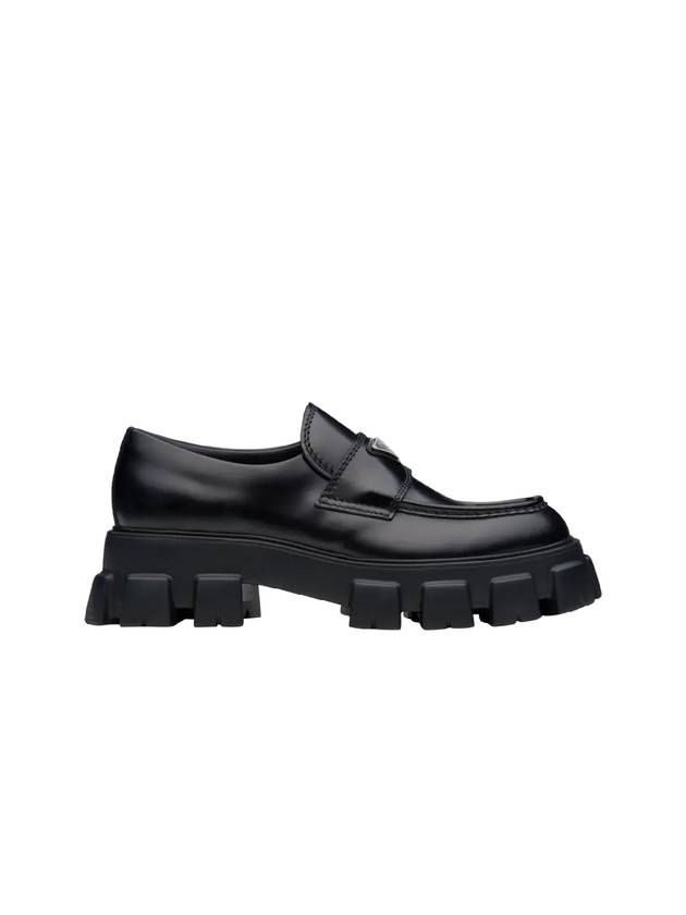 Monolith Brushed Leather Loafers Black - PRADA - BALAAN 4