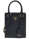 Triangular Logo Saffiano Leather Tote Bag Black - PRADA - BALAAN 3