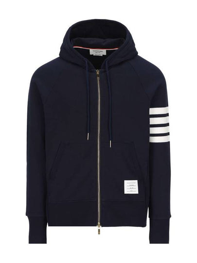 Engineered 4 Bar Diagonal Zip Up Hoodie Navy - THOM BROWNE - BALAAN 2