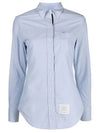 Women's Hidden Three Stripes Oxford Classic Shirt Sky Blue - THOM BROWNE - BALAAN 1