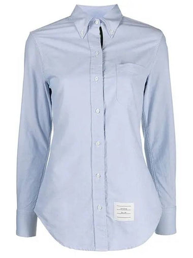 Women's Hidden Three Stripes Oxford Classic Shirt Sky Blue - THOM BROWNE - BALAAN 1