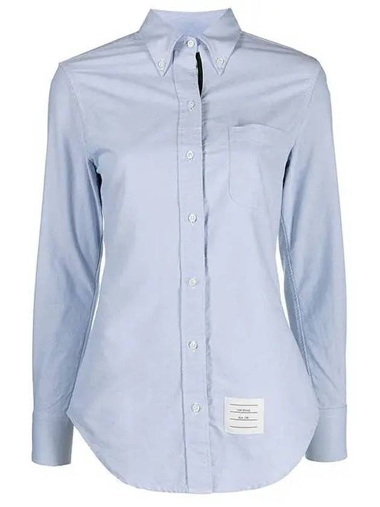 Women's Hidden Three Stripes Oxford Classic Shirt Sky Blue - THOM BROWNE - BALAAN 1