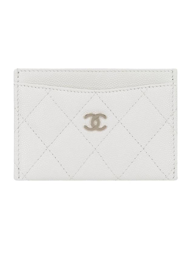 Classic Gold Hardware Grained Shiny Calfskin Card Wallet White - CHANEL - BALAAN 1