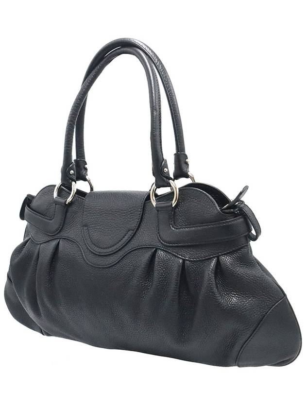 Ferragamo 21 B234 Black Leather Silver Gancini Hobo Shoulder Bag - SALVATORE FERRAGAMO - BALAAN 3