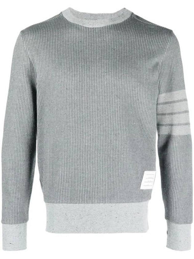 4 Bar Crew Neck Sweatshirt Grey - THOM BROWNE - BALAAN 1