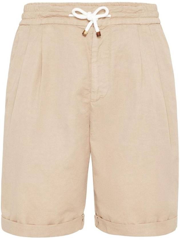 Drawstring Waist Bermuda Shorts Beige - BRUNELLO CUCINELLI - BALAAN 1