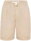 Drawstring Waist Bermuda Shorts Beige - BRUNELLO CUCINELLI - BALAAN 1