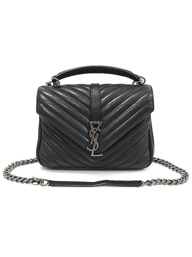 428056 Black Lambskin Monogram Matelasse Silver Collage Medium 2WAY - SAINT LAURENT - BALAAN 1