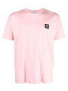 Logo Patch Cotton Short Sleeve T-Shirt Pink - STONE ISLAND - BALAAN 2