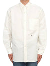 Embroid Logo Button Down Wind Long Sleeve Shirt White - NANAMICA - BALAAN 1