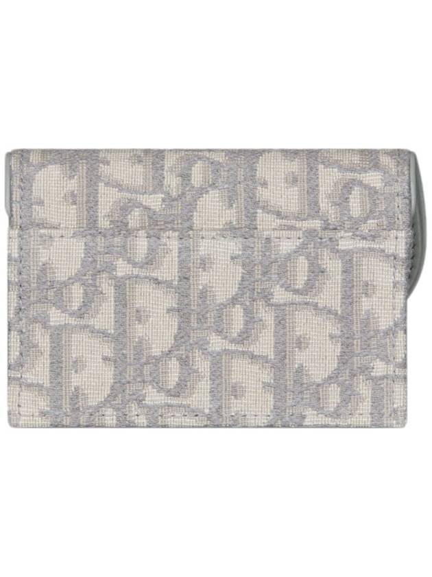 Saddle Flap Card Holder Grey Oblique Jacquard - DIOR - BALAAN 9