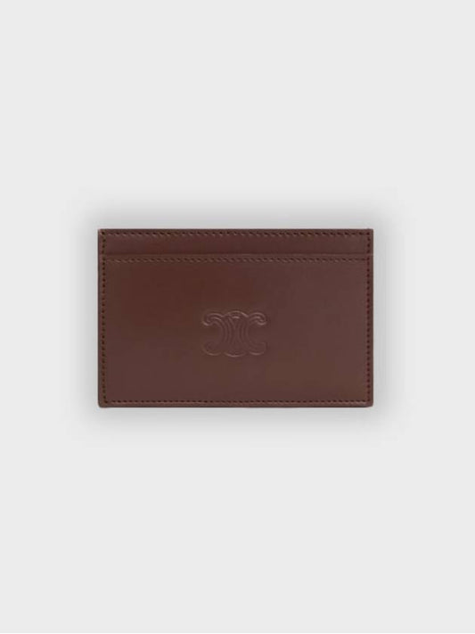 Card Holder Triomphe Embossed Satin Calfskin Chestnut - CELINE - BALAAN 2