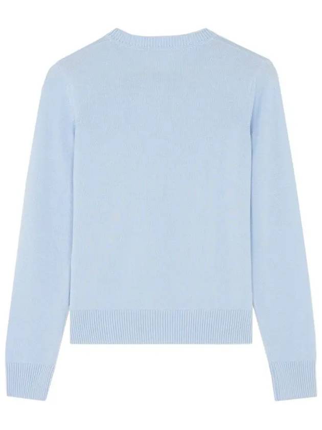 Double Fox Head Patch Round Neck Cardigan Pale Blue - MAISON KITSUNE - BALAAN 4