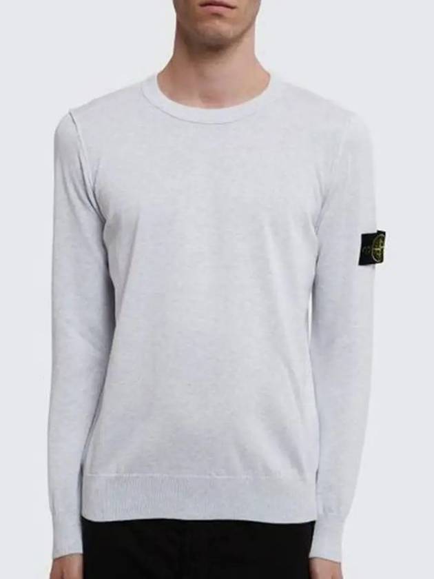 Crewneck Soft Cotton Knit Top Melange Grey - STONE ISLAND - BALAAN 4