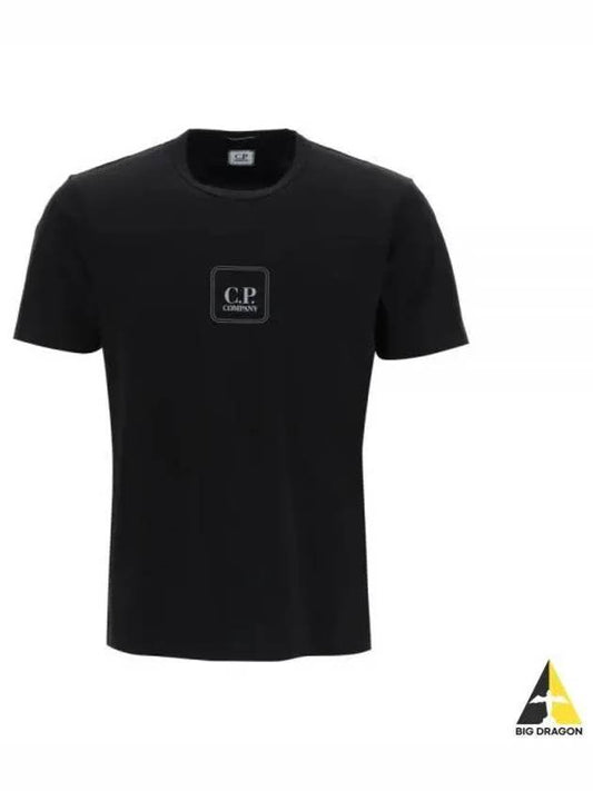 Metropolis Logo Print Short Sleeve T-Shirt Black - CP COMPANY - BALAAN 2