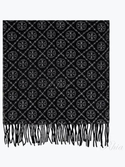 T Monogram Scarf Black - TORY BURCH - BALAAN 2