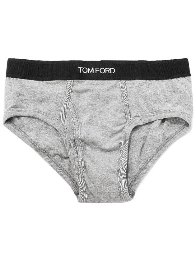 Men's Cotton Logo Waistband Briefs 2 Pack Grey - TOM FORD - BALAAN 2