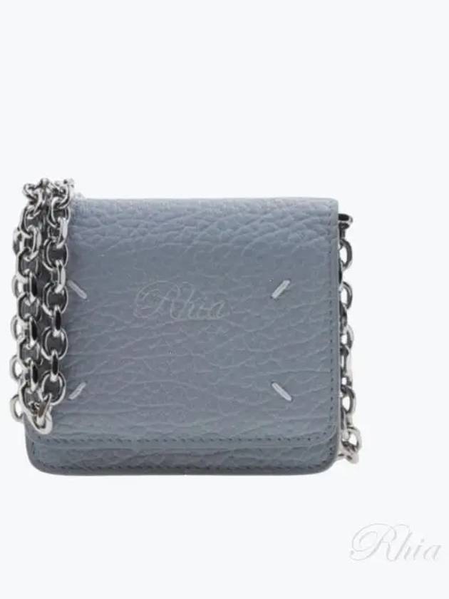 Embroidery Logo Chain Cald Wallet Blue - MAISON MARGIELA - BALAAN 2