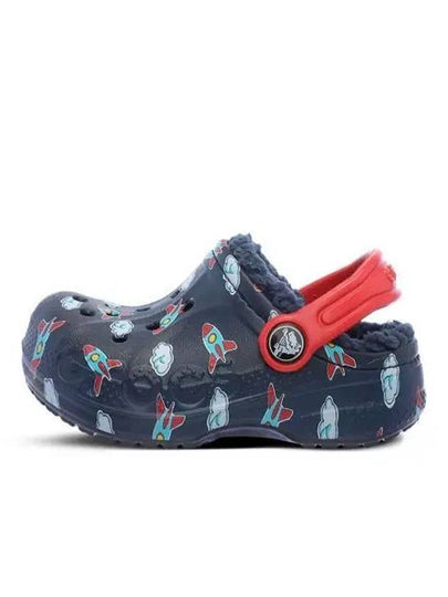 Toddler Baya Lined Printed Clogs Sandals Navy - CROCS - BALAAN 2