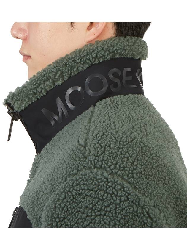 Men's Sagrek Shearling Fleece Zip-Up Jacket Green - MOOSE KNUCKLES - BALAAN 11