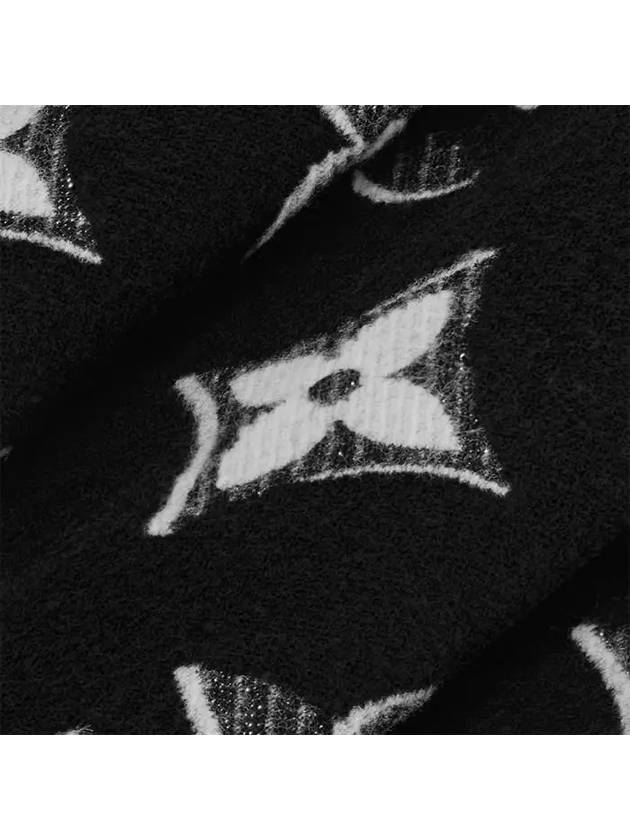 LV Essential Monogram Shine Wool Scarf Black - LOUIS VUITTON - BALAAN 5