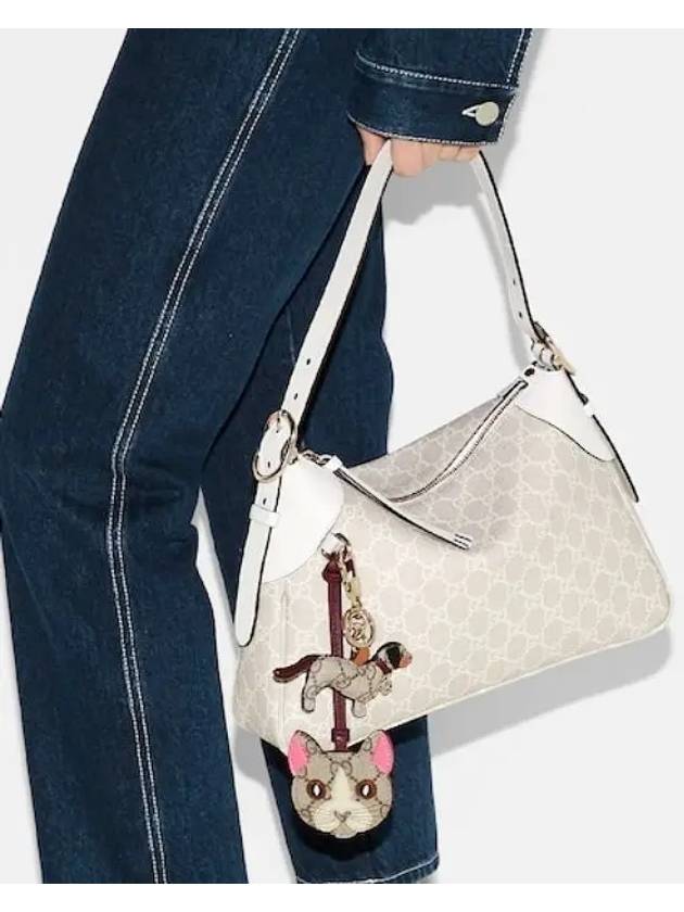 GG Emblem Medium Shoulder Bag Beige White - GUCCI - BALAAN 5