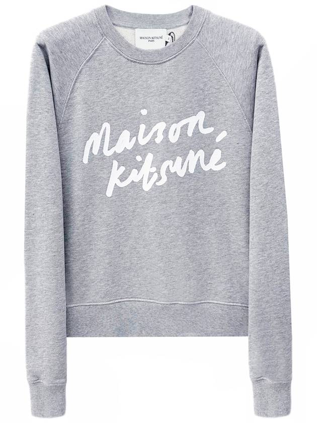 Handwriting Adjusted Cotton Sweatshirt Grey Melange - MAISON KITSUNE - BALAAN 2