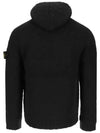 Men's Wappen Patch Handmade Feel Knit Zip Up Hoodie Black - STONE ISLAND - BALAAN 3