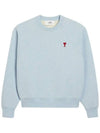 Cotton Heart Logo Sweatshirt Blue - AMI - BALAAN 4