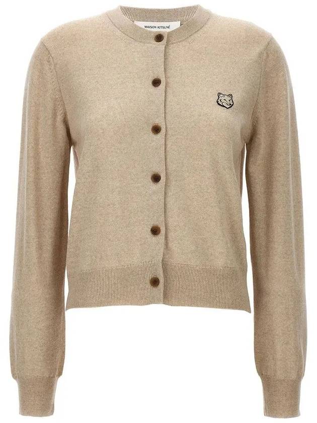 Bold Fox Head Patch Regular Cardigan Beige Melange - MAISON KITSUNE - BALAAN 3