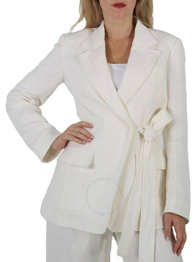 Women's Linen Corduroy Tie Belt Jacket White - CHLOE - BALAAN 2