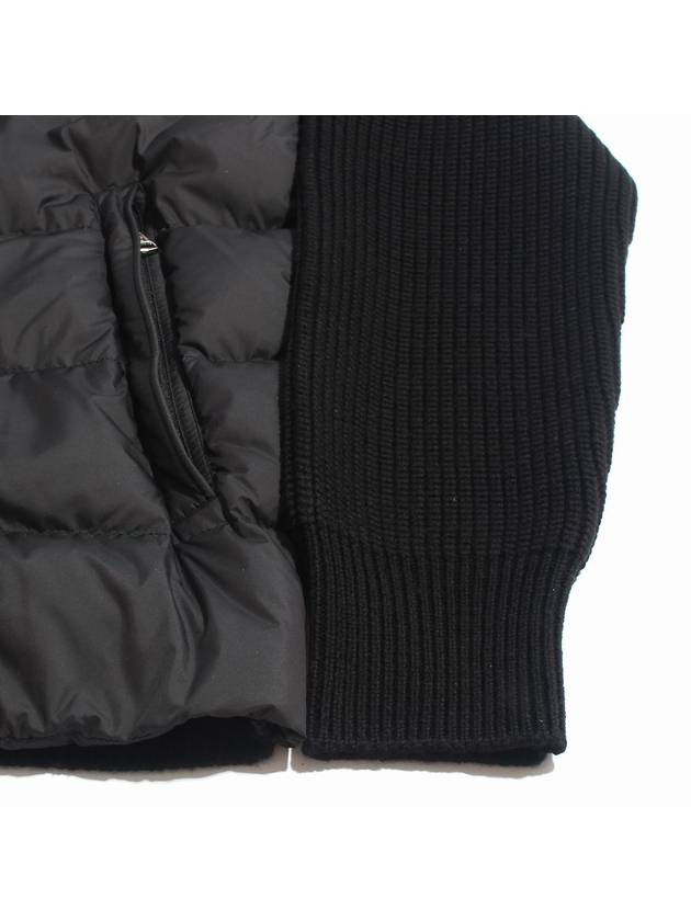 Padded Wool Hooded Zip Up Black - MONCLER - BALAAN 6